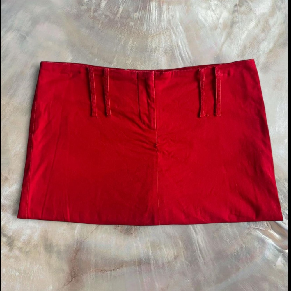 SOSAJNS Red Mini Skirt Skort Y2K Grunge Punk Euro Double Belt Loop Women Medium